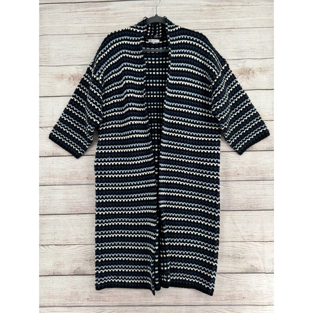 FRNCH Paris Chunky Knit Duster Cardigan Sweater Womens One Size Black Blue